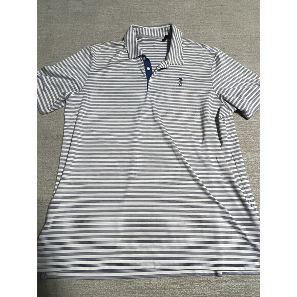 Adidas Shirt Men’s Large Polo Blue Stripes With Logo - Picture 1 of 11